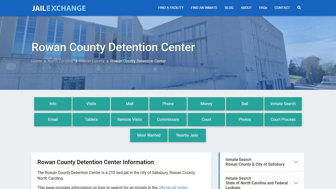 Rowan County Detention Center, NC Inmate Search, Information
